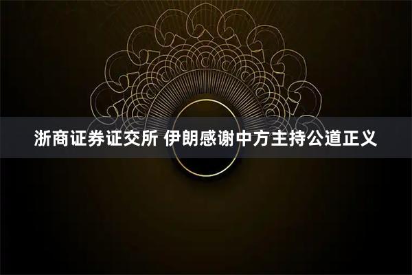 浙商证券证交所 伊朗感谢中方主持公道正义